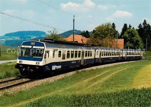 AK / Ansichtskarte  Eisenbahn_Railway_Chemin_de_Fer BLS Guerbetal Bern Schweizerburg Bahn Pendelzug RBDe 4/4 728