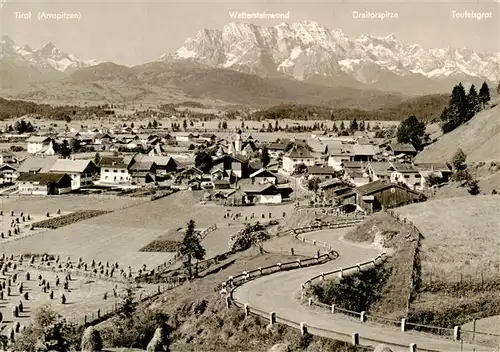 AK / Ansichtskarte 73921943 Wallgau mit Deutscher Alpenstrasse Arnspitzen und Wettersteingebirge