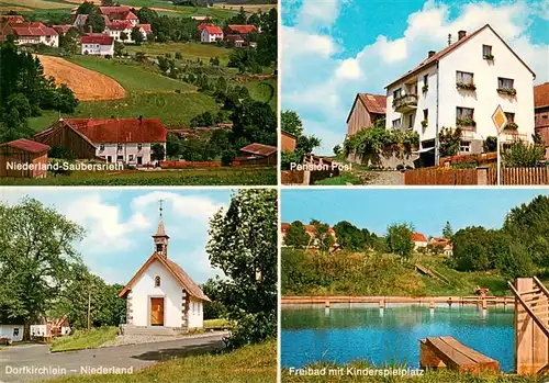 AK / Ansichtskarte  Saubersrieth_Vohenstrauss Niederland Pension Poesl Dorfkirchlein Freibad Kinderspielplatz