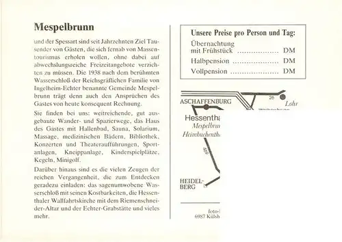 AK / Ansichtskarte 73921983 Hessenthal_Spessart Gasthof Zur Post Gastraum Wasserschloss Kirche