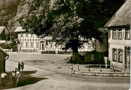 AK / Ansichtskarte  Stiege_Harz Karl Marx Platz mit Konsum Gaststaette Burgstieg