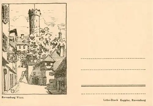 AK / Ansichtskarte  Ravensburg__Wuerttemberg Turm Litho