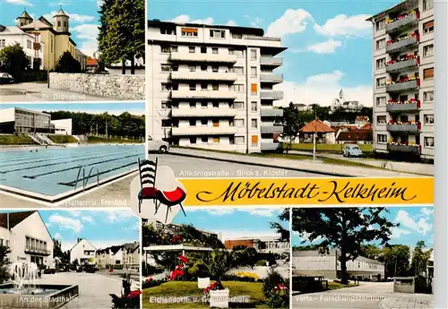 AK / Ansichtskarte 73922083 Kelkheim St. Dionysius Freibad Hallenbad Altkoenigstrasse Kloster Stadthalle Brunnen Eichendorff- und Gesamtschule Varta-Forschungszentrum