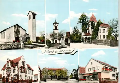 AK / Ansichtskarte  Kuerzell_Meissenheim Teilansichten Kirche Villa Ladengeschaeft