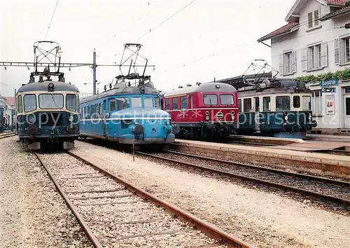 AK / Ansichtskarte  Eisenbahn_Railway_Chemin_de_Fer Triebwagen Parade Oensingen Balsthal Bahn OeBB Balsthal