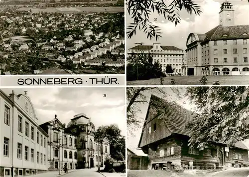 AK / Ansichtskarte 73922168 Sonneberg__Thueringen Teilansicht Rathaus und Poliklinik Spielzeugmuseum Lutherhaus