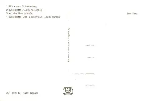 AK / Ansichtskarte 73922171 Unterweissbach mit Schieferberg Gaststaette Goldene Lichte An der Hauptstrasse Gaststaette und Logierhaus Zum Hirsch
