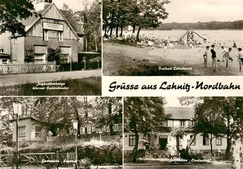 AK / Ansichtskarte  Lehnitz_Oranienburg Jugendherberge Werner Seelenbinder Freibad Lehnitzsee Gaststaette Seeblick Gaststaette Lindenberg