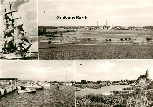 AK / Ansichtskarte 73922195 Barth_Osteebad Segelschulschiff Wilhelm Pieck Stadtblick Segelboothafen Teilansicht