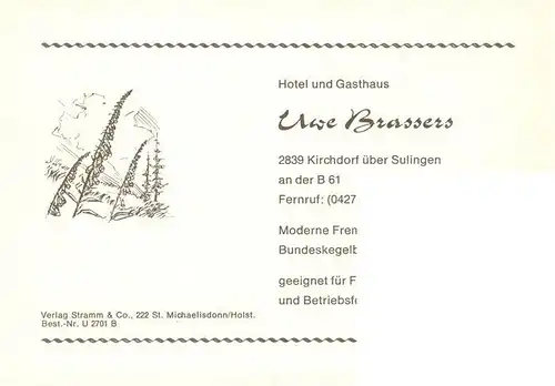 AK / Ansichtskarte  Kirchdorf_Sulingen Hotel Gasthaus Brassers