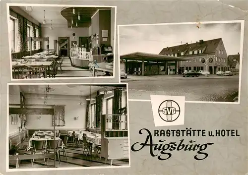 AK / Ansichtskarte 73922259 Augsburg Raststaette Hotel Augsburg Gastraeume Tankstelle
