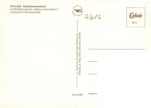 AK / Ansichtskarte 73922352 Unterharmersbach Fliegeraufnahme mit Wallfahrtskirche Maria zu den Ketten