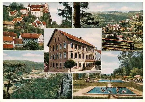 AK / Ansichtskarte 73922409 Egloffstein Schloss Sozialwerk Erholungsheim BDK Panorama Schwimmbad