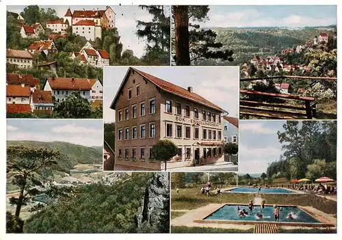 AK / Ansichtskarte  Egloffstein Schloss Sozialwerk Erholungsheim BDK Panorama Schwimmbad