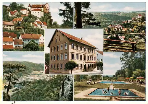 AK / Ansichtskarte 73922414 Egloffstein Schloss BDK Erholungsheim Panorama Schwimmbad