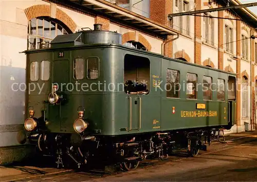 AK / Ansichtskarte 73922518 Eisenbahn_Railway_Chemin_de_Fer Uerikon Bauman Bahn UeBB/SBB Dampftriebwagen CZm 1/2 31 