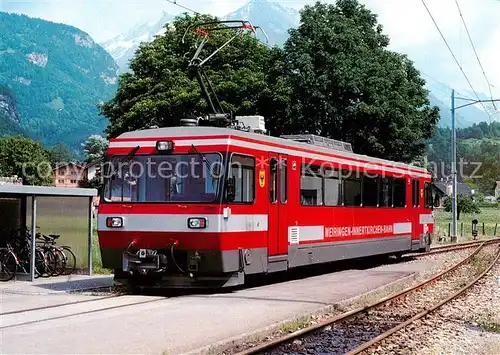 AK / Ansichtskarte 73922526 Eisenbahn_Railway_Chemin_de_Fer Meiringen Innertkirchen Bahn MIB Meterspur Triebwagen Be 4/4 8