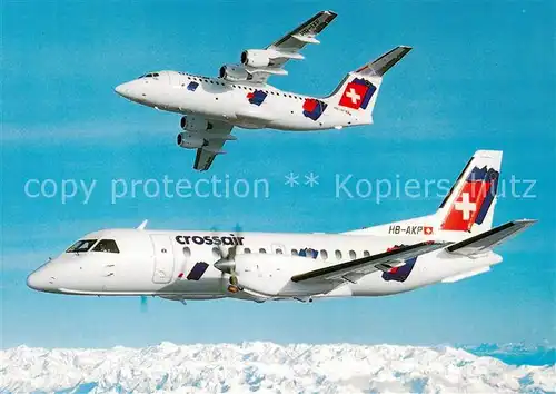 AK / Ansichtskarte  Flugzeuge_Zivil Crossair Avro RJ 85 Jumbolino Saab 350 Cityliner