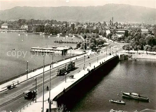 AK / Ansichtskarte  Strassenbahn_Tramway-- Zuerich Quabruecke Buerkliplatz