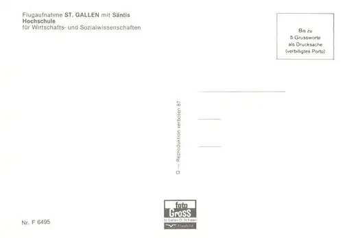AK / Ansichtskarte  St_Gallen_SG Fliegeraufnahme mit Hochschule und Saentis