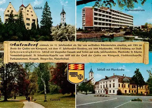AK / Ansichtskarte 73922598 Aulendorf Schloss Parksanatorium Kurpark Schloss mit Pfarrkirche
