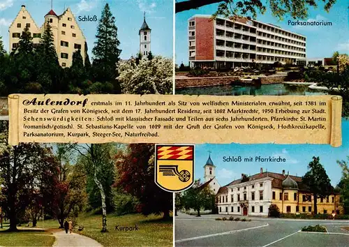 AK / Ansichtskarte  Aulendorf Schloss Parksanatorium Kurpark Schloss mit Pfarrkirche