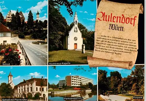 AK / Ansichtskarte  Aulendorf Schloss Hochkreuz Kapelle Pfarrkirche Parksanatorium Kurpark