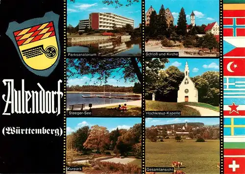 AK / Ansichtskarte 73922600 Aulendorf Schloss Hochkreuz Kapelle Pfarrkirche Parksanatorium Kurpark Panorama