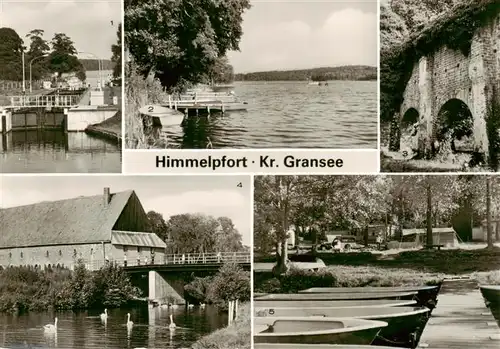 AK / Ansichtskarte 73922648 Himmelpfort Schleusengraben Haussee Ruine des ehem Zisterzienserklosters Brauhaus Campingplatz am Stolpsee