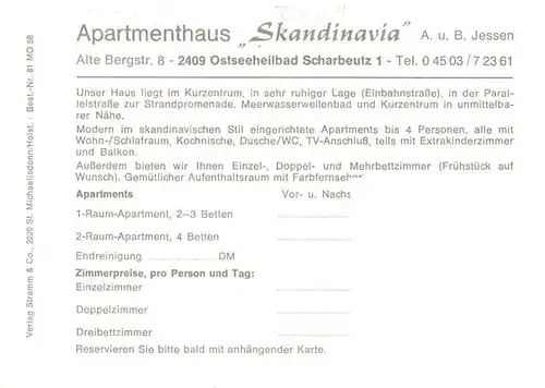 AK / Ansichtskarte  Scharbeutz_Ostseebad Apartmenthaus Skandinavia Gastraeume Garten