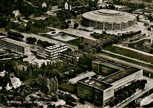 AK / Ansichtskarte 73922663 Dortmund An der Westfalenhalle Fliegeraufnahme