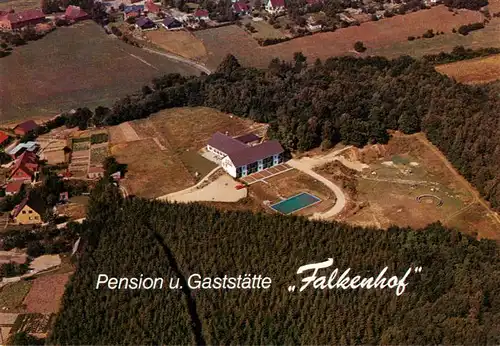 AK / Ansichtskarte  Brux_Westensee_Schleswig-Holstein Pension Gaststaette Falkenhof Fliegeraufnahme