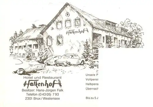 AK / Ansichtskarte 73922669 Brux_Westensee_Schleswig-Holstein Pension Gaststaette Falkenhof Fliegeraufnahme