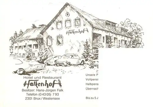 AK / Ansichtskarte  Brux_Westensee_Schleswig-Holstein Pension Gaststaette Falkenhof Fliegeraufnahme