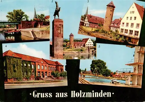 AK / Ansichtskarte 73922677 Holzminden_Weser Am Faehrhaus Jugendherberge Faehrhaus Baugewerkschule Schwimmbad