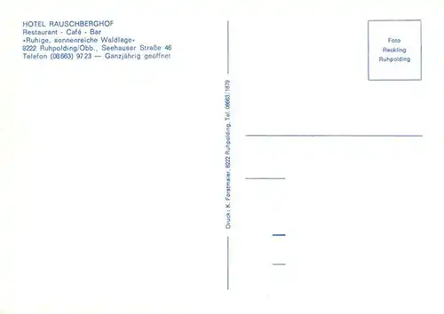 AK / Ansichtskarte  Ruhpolding Hotel Rauschberghof Restaurant