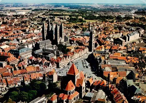 AK / Ansichtskarte  Tournai_Belgie Cathédrale Notre Dame Beffroi Eglise St. Quentin vue aérienne