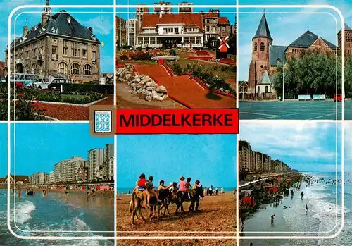 AK / Ansichtskarte  Middelkerke_Belgie Teilansichten Minigolf Kirche Strand Hotels Eselreiten