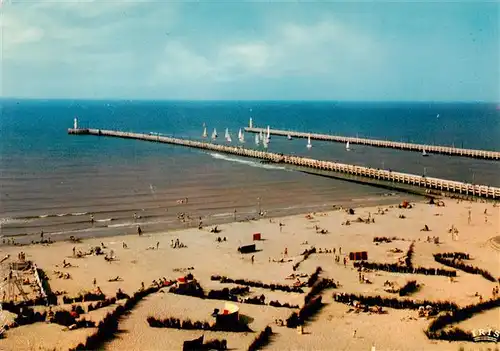 AK / Ansichtskarte 73922762 Nieuwpoort__West-Vlaanderen_Belgie Strand en Havengeul vue aérienne