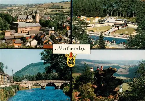 AK / Ansichtskarte  Malmedy_Wallonie Stadtpanorama Bruecke Freibad Felsen Landschaft