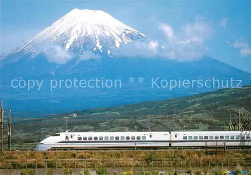 AK / Ansichtskarte  Eisenbahn_Railway_Chemin_de_Fer Mt Fuji and Shinkansen Line 