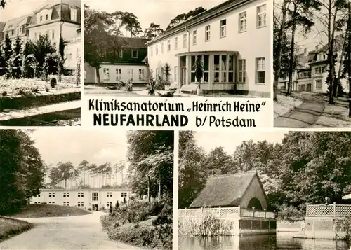 AK / Ansichtskarte 73922887 Neufahrland Kliniksanatorium Heinrich Heine Rosengarten Badehaus Haupthaus Waldhaus Bootshaus