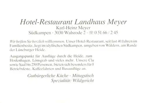 AK / Ansichtskarte 73922901 Suedkampen Hotel Restaurant Landhaus Meyer