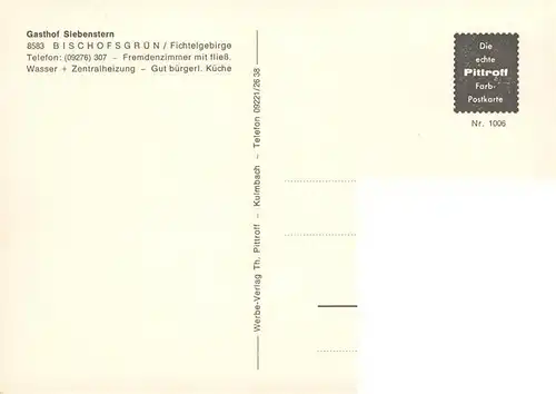 AK / Ansichtskarte 73922920 Bischofsgruen Gasthof Siebenstern Gaststube