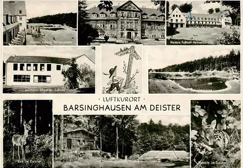 AK / Ansichtskarte  Barsinghausen Nieders Fussball Verbandsheim Kloster Wilhelm Stedtler Schule Schwimmbad Reh und Rehkitz im Deister Freilichtbuehne