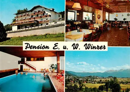 AK / Ansichtskarte  St_Georgen_Attergau Pension Winzer Gastraum Hallenbad Panorama