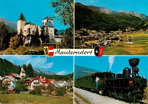 AK / Ansichtskarte 73923023 Mauterndorf_AT Schloss Panorama Ortspartie Dampfeisenbahn