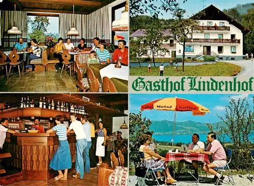 AK / Ansichtskarte  Nussdorf_Attersee_AT Gasthof Lindenhof Gastraum Bar Terrasse