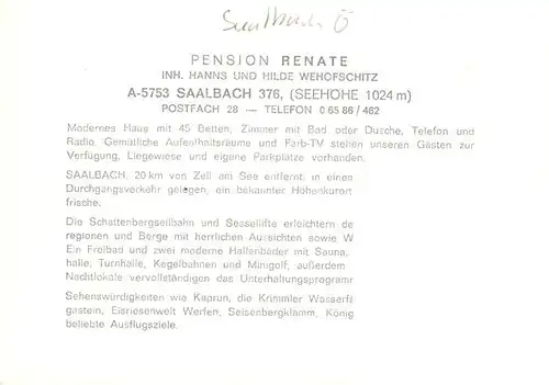 AK / Ansichtskarte  Saalbach_-Hinterglemm_AT Pension Renate