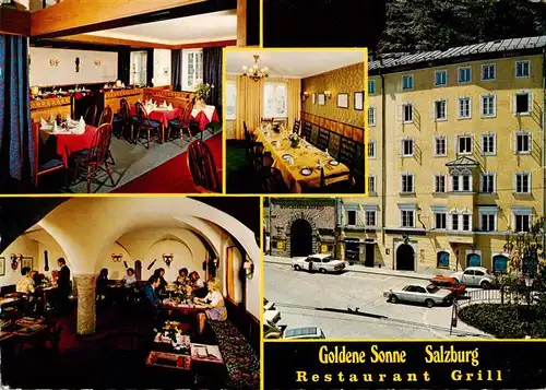 AK / Ansichtskarte 73923065 Salzburg__AT Goldene Sonne Restaurant Grill Gastraeume